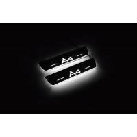 Накладки на пороги з підсвіткою Audi A4 B8 2008-2015 (rear doors) з логотипом A4 - (тип Static) Накладки на пороги з підсвіткою Audi A4 B8 2008-2015 (rear doors) з логотипом A4 - (тип Static)