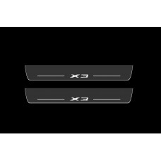 Накладки на пороги з підсвіткою BMW X3 F25 2010-2017 (front doors) - (тип Static)