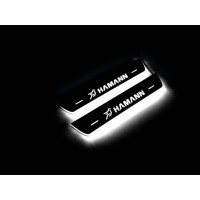 Накладки на пороги з підсвіткою BMW X6 E71 2008-2015 з логотипом HAMANN (rear doors) - (тип Static)