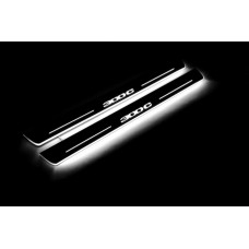 Накладки на пороги з підсвіткою Chrysler 300C II 2011+ з логотипом "300C" (front doors) - (тип Static)