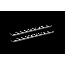 Накладки на пороги з підсвіткою Chrysler 300C II 2011+ з логотипом "Chrysler" (front doors) - (тип Static)
