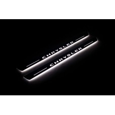 Накладки на пороги з підсвіткою Chrysler 300C I 2005-2010 з логотипом "Chrysler" (front doors) - (тип Static)