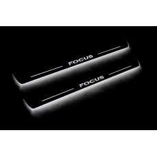 Накладки на пороги з підсвіткою Ford Focus II 2004-2011 (front doors) - (тип Static)