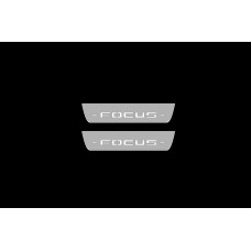 Накладки на пороги з підсвіткою Ford Focus IV 2018+ з логотипом Focus (rear doors) - (тип Static)