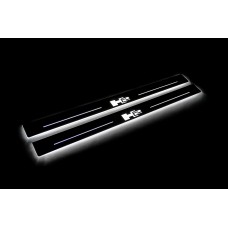Накладки на пороги з підсвіткою Hummer H2 2002-2009 з логотипом H2 (front doors) - (тип Static)