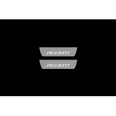 Накладки на пороги з підсвіткою Hyundai Accent 2006-2011 (rear doors) - (тип Static)