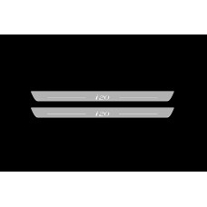 Накладки на пороги з підсвіткою Hyundai i20 I 2009-2014 (front doors) - (тип Static)