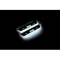 Накладки на пороги з підсвіткою Jeep Grand Cherokee III 2005-2010 з логотипом JEEP (rear sills) - (тип Static)