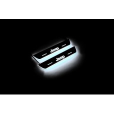 Накладки на пороги з підсвіткою Jeep Grand Cherokee III 2005-2010 з логотипом JEEP (rear sills) - (тип Static)