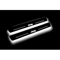 Накладки на пороги з підсвіткою Jeep Grand Cherokee IV 2010+ з логотипом "Jeep" (front sills) - (тип Static)