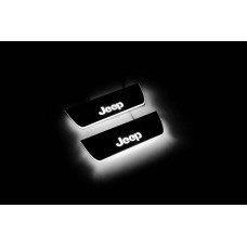 Накладки на пороги з підсвіткою Jeep Grand Cherokee IV 2010+ з логотипом "Jeep" (rear doors) - (тип Static)