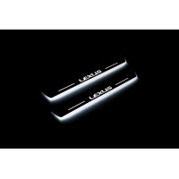 Накладки на пороги з підсвіткою Lexus LX III 2008+ з логотипом "Lexus" (rear doors) - (тип Static)