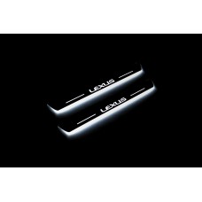 Накладки на пороги з підсвіткою Lexus LX III 2008+ з логотипом "Lexus" (rear doors) - (тип Static)