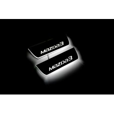 Накладки на пороги з підсвіткою Mazda 3 III 2013-2019 (rear doors) - (тип Static)
