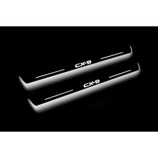 Накладки на пороги з підсвіткою Mazda CX-9 II 2016+ (front doors) - (тип Static)