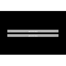Накладки на пороги з підсвіткою Mercedes E W124 1985-1996 з лого AMG (front doors) - (тип Static)