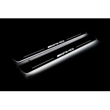 Накладки на пороги з підсвіткою Mercedes ML W164 2005-2011 з логотипом "AMG" (front doors) - (тип Static)