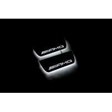 Накладки на пороги з підсвіткою Mercedes ML W164 2005-2011 з логотипом "AMG" (rear doors) - (тип Static)