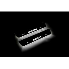 Накладки на пороги з підсвіткою Mitsubishi ASX 2010+ (rear doors) - (тип Static)