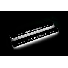 Накладки на пороги з підсвіткою Mitsubishi Lancer X 2007+ з логотипом RalliArt (front doors) - (тип Static)