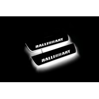Накладки на пороги з підсвіткою Mitsubishi Lancer X 2007+ з логотипом RalliArt (rear doors) - (тип Static)