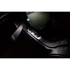 Накладки на пороги з підсвіткою Mitsubishi Outlander II 2007-2012 з логотипом XL (rear doors) - (тип Static)