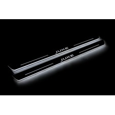 Накладки на пороги з підсвіткою Nissan Juke I 2010-2020 (front doors) - (тип Static)