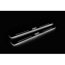Накладки на пороги з підсвіткою Opel Insignia I 2008-2017 з лого OPC (front doors) - (тип Static)