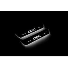 Накладки на пороги з підсвіткою Opel Insignia I 2008-2017 з лого OPC (rear doors) - (тип Static)