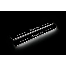 Накладки на пороги з підсвіткою Porsche Cayenne II 2010-2017 (front doors) - (тип Static)