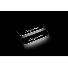 Накладки на пороги з підсвіткою Porsche Cayenne II 2010-2017 (rear doors) - (тип Static)
