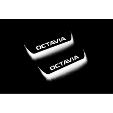 Накладки на пороги з підсвіткою Skoda Octavia IV (A8) 2020+ (rear doors) - (тип Static)