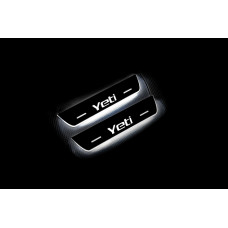 Накладки на пороги з підсвіткою Skoda Yeti 2009-2017 (rear doors) - (тип Static)
