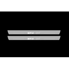 Накладки на пороги з підсвіткою Subaru Impreza III 2007-2014 з лого WRX STI (front doors) - (тип Static)