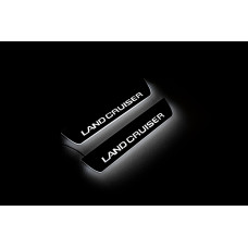 Накладки на пороги з підсвіткою Toyota Prado 250 2023+ з лого Land Cruiser (rear doors) - (тип Static)
