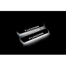 Накладки на пороги з підсвіткою Toyota Tundra III 2014+ (rear doors) (Double Cab) - (тип Static)