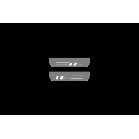 Накладки на пороги з підсвіткою Volkswagen Touareg II 2010-2018з логотипом "R-Line" (rear doors) - (тип Static)