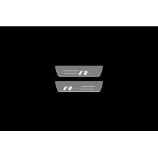 Накладки на пороги з підсвіткою Volkswagen Touareg II 2010-2018з логотипом "R-Line" (rear doors) - (тип Static)